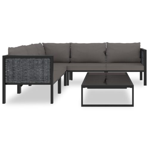 6-Piece Garden Lounge Set with Cushions Poly Rattan Wicker Outdoor Patio Furniture Anthracite - Image 3