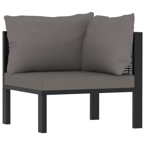 6-Piece Garden Lounge Set with Cushions Poly Rattan Wicker Outdoor Patio Furniture Anthracite - Image 7
