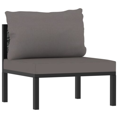 6-Piece Garden Lounge Set with Cushions Poly Rattan Wicker Outdoor Patio Furniture Anthracite - Image 10