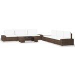 7-Piece Garden Lounge Set Poly Rattan Wicker Outdoor Patio Furniture Brown