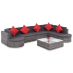 8-Piece Garden Lounge Set with Cushions Poly Rattan Wicker Outdoor Patio Furniture Grey