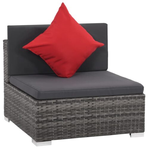 8-Piece Garden Lounge Set with Cushions Poly Rattan Wicker Outdoor Patio Furniture Grey - Image 2
