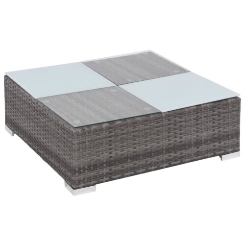 8-Piece Garden Lounge Set with Cushions Poly Rattan Wicker Outdoor Patio Furniture Grey - Image 5