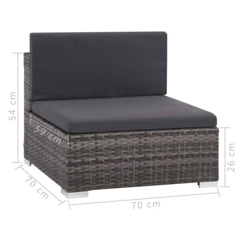 8-Piece Garden Lounge Set with Cushions Poly Rattan Wicker Outdoor Patio Furniture Grey - Image 8