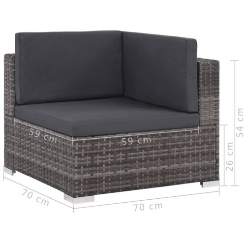 8-Piece Garden Lounge Set with Cushions Poly Rattan Wicker Outdoor Patio Furniture Grey - Image 9