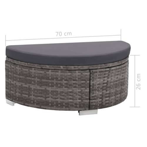 8-Piece Garden Lounge Set with Cushions Poly Rattan Wicker Outdoor Patio Furniture Grey - Image 10