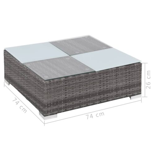 8-Piece Garden Lounge Set with Cushions Poly Rattan Wicker Outdoor Patio Furniture Grey - Image 11