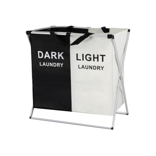 Artiss Laundry Basket Hamper Large Foldable Washing Clothes Storage 2 Sections - Image 4