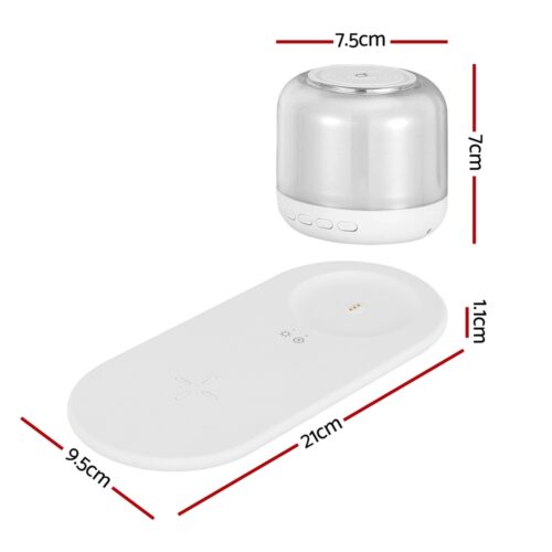 Devanti 3 in 1 Wireless Charger 15W Fast Charging RGB Light Bluetooth Speaker for Phone - Image 3