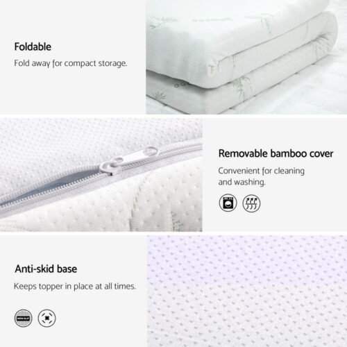 Giselle Bedding Memory Foam Mattress Topper Cool Gel Bed Mat Bamboo 10cm Single - Image 6
