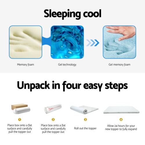 Giselle Bedding Memory Foam Mattress Topper Cool Gel Bed Mat Bamboo 10cm Single - Image 7