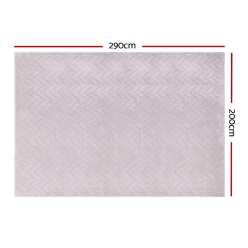 Artiss Rug 200x290cm Area Rug Washable Mat Large Carpet Microfiber Ripple - Image 3