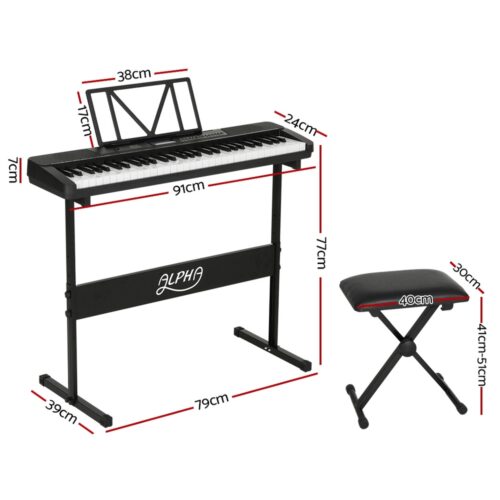 Alpha 61 Keys Electronic Piano Keyboard Digital Electric w/ Stand Stool Touch - Image 2