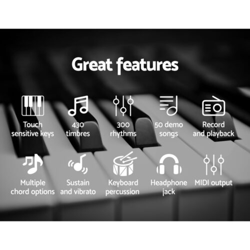 Alpha 61 Keys Electronic Piano Keyboard Digital Electric w/ Stand Stool Touch - Image 5
