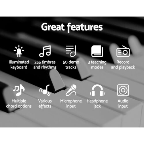 Alpha 61 Keys Electronic Piano Keyboard Digital Electric w/ Stand Stool Pink - Image 5