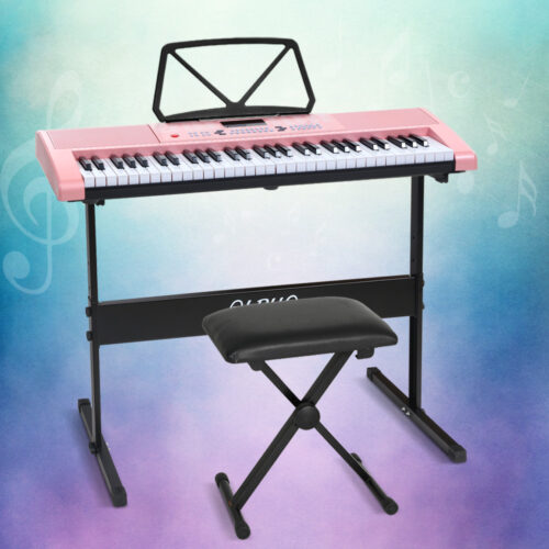 Alpha 61 Keys Electronic Piano Keyboard Digital Electric w/ Stand Stool Pink - Image 7