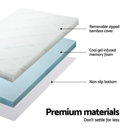 Giselle Bedding Memory Foam Mattress Topper Cool Gel Bed Mat Bamboo 10cm King - Image 4