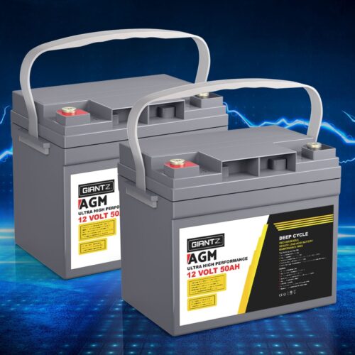 Giantz AGM Deep Cycle Battery 12V 50Ah x2 Box Portable Solar Caravan Camping - Image 7
