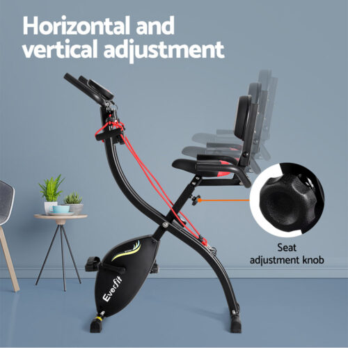 Everfit Folding Exercise Bike Magnetic X-Bike Indoor Cycling Resistance Rope - Image 4