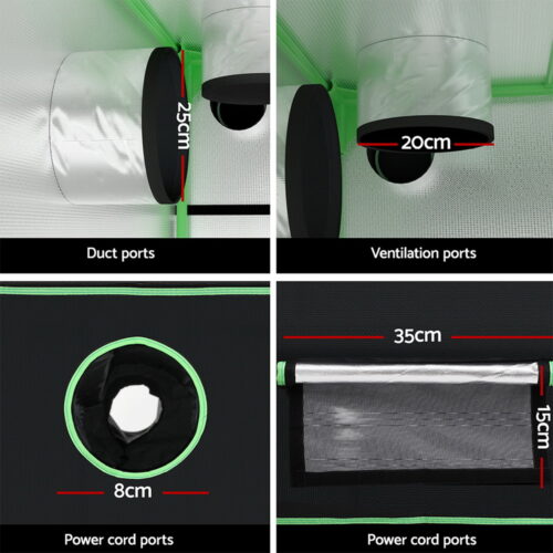 Green Fingers Grow Tent Kits 240x240x200cm Hydroponics Indoor Grow System Black - Image 6