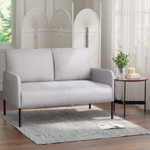 Artiss Armchair 2-Seater Sofa Pillow Linen Grey - Image 7