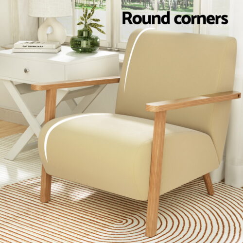 Artiss Armchair Velvet Yellow Olie - Image 4