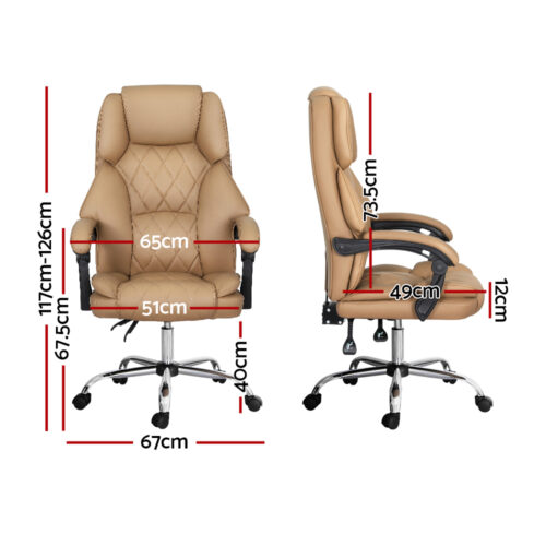 Artiss Executive Office Chair Leather Recliner Espresso - Image 2