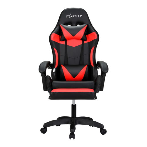 Artiss 6 Point Massage Gaming Office Chair 7 LED Footrest Red - Image 3