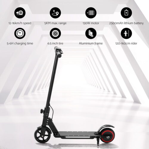 Electric Scooter 130W 16KM/H LED Light Folding Portable Riding Commuter Black - Image 4