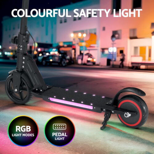 Electric Scooter 130W 16KM/H LED Light Folding Portable Riding Commuter Black - Image 5
