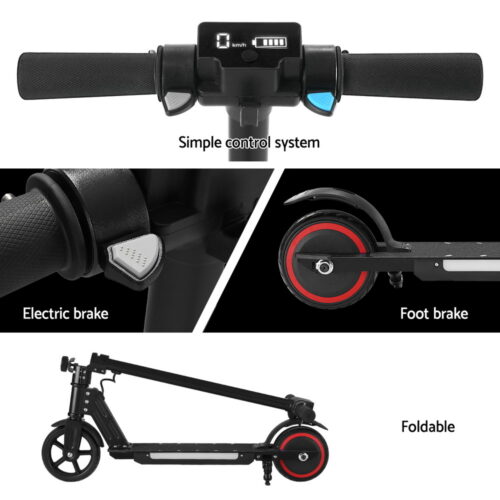 Electric Scooter 130W 16KM/H LED Light Folding Portable Riding Commuter Black - Image 6