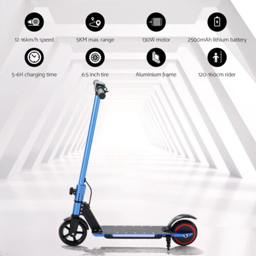 Electric Scooter 130W 16KM/H LED Light Folding Portable Riding Commuter Blue - Image 4