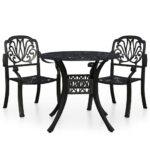 3-Piece Bistro Set Cast Aluminium Black