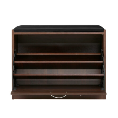 Artiss Shoe Rack Cabinet Bench15 Pairs Walnut Kyla - Image 3