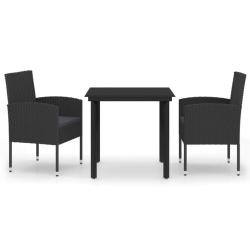 3-Piece Garden Dining Set Black