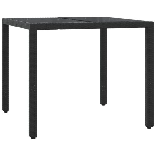 3-Piece Garden Dining Set with Cushions Black Poly Rattan Wicker Outdoor Patio Furniture - Image 3