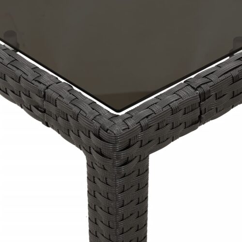 3-Piece Garden Dining Set with Cushions Black Poly Rattan Wicker Outdoor Patio Furniture - Image 5