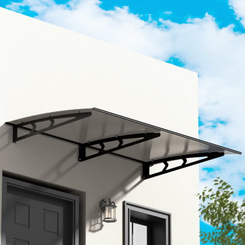 Instahut Window Door Awning Canopy 1mx2m Grey Solid Sheet Metal Frame - Image 4