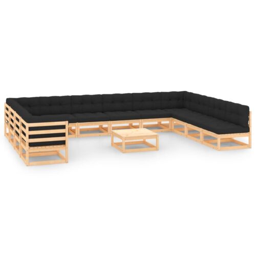 13-Piece Garden Lounge Set with Anthracite Cushions Pine Wood Outdoor Patio Furniture