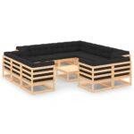 13-Piece Garden Lounge Set with Anthracite Cushions Pine Wood Outdoor Patio Furniture