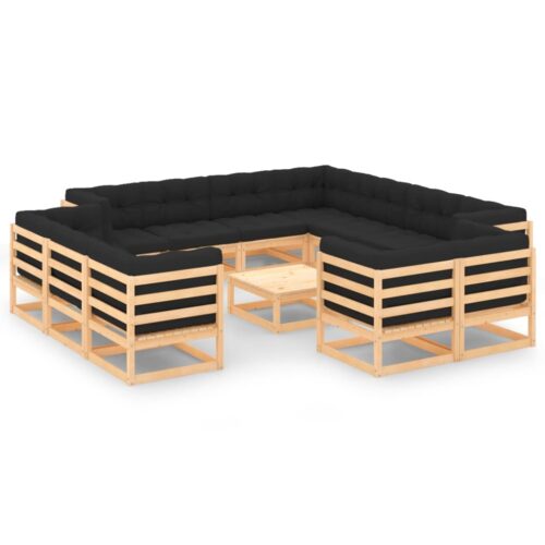 13-Piece Garden Lounge Set with Anthracite Cushions Pine Wood Outdoor Patio Furniture