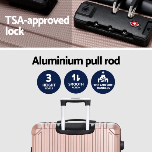 Wanderlite 28-inch Luggage Set with TSA Lock ABS Hard Shell Travel Suitcase Organiser Luggage Case Rose Gold - Image 5