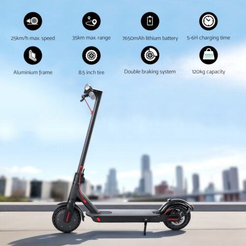 Electric Scooter 500W 25KM/H Folding Portable Riding For Adults Commuter Black - Image 4