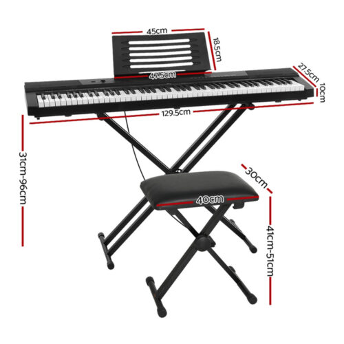 Alpha 88 Keys Electronic Piano Keyboard Digital Electric w/ Stand Stool Pedal - Image 2