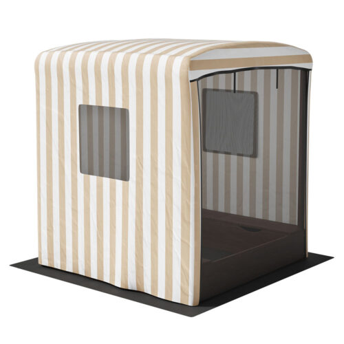 Keezi Kids Sandpit Wooden Sandbox Sand Pit with Canopy Window Water Basin 120cm - Image 4