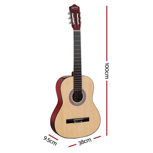 Alpha 39 Inch Classical Guitar Wooden Body Nylon String Beginner Gift Natural - Image 2