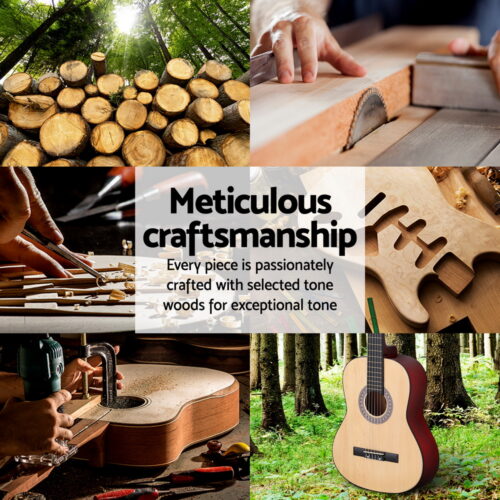 Alpha 39 Inch Classical Guitar Wooden Body Nylon String Beginner Gift Natural - Image 5