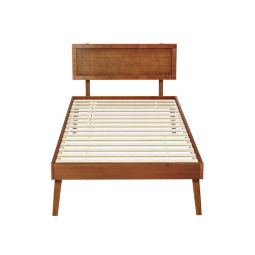 Artiss Bed Frame Single Size Wooden Bed Base Walnut SPLAY - Image 3