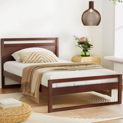 Artiss Bed Frame King Single Size Wooden Walnut WITTON - Image 7