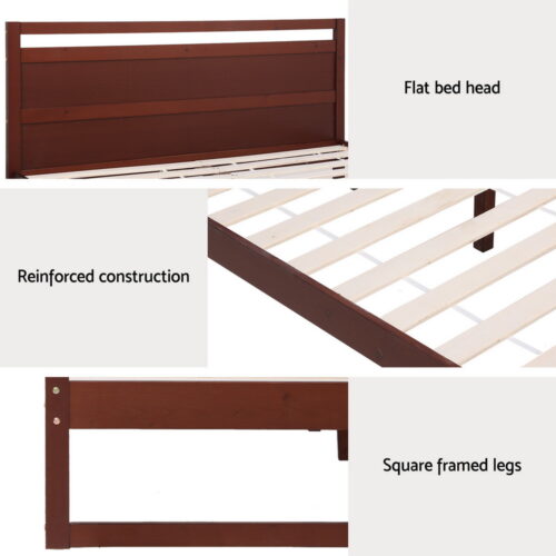 Artiss Bed Frame Queen Size Wooden Walnut WITTON - Image 6